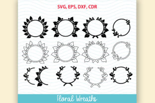 12 Flower Floral Wreath Set for Crafts and Graphics