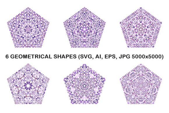 6 Floral Pentagon Logo Templates for Crafts and Graphics