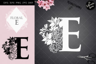 E - Floral Letter Design for Crafts and Graphics