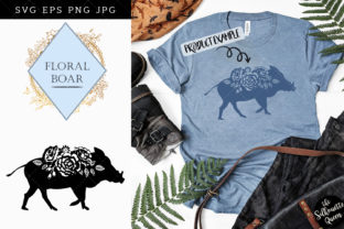Floral Boar Silhouette Vector for Graphics and Crafts
