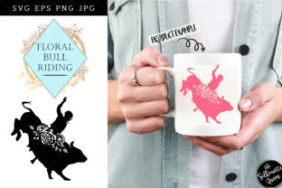 Floral Bull Riding Silhouette Vector for Graphics and Crafts