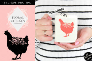 Floral Chicken Silhouette Graphics for Crafts