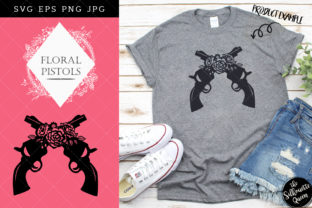 Floral Crossed Pistols Silhouette Vector Review