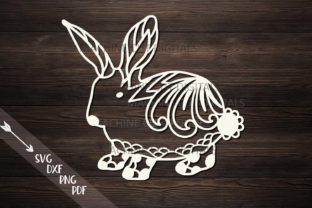 Floral Cute Easter Bunny Cut Template for Crafts and Graphics