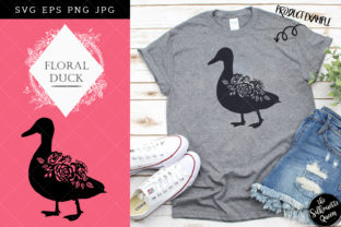 Floral Duck Silhouette Vector for Crafts and Graphics
