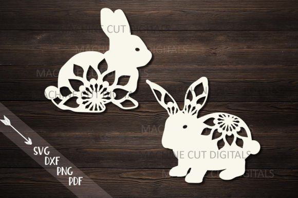 Floral Easter Bunnies Paper Laser Cut Graphics for Crafts