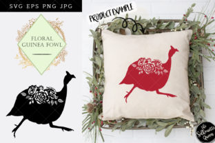 Floral Guinea Fowl Silhouette Vector for Crafts and Graphics