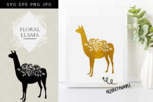 Floral Llama Silhouette Vector for Crafts and Graphics