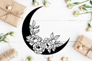 Floral Moon Design for Graphics and Crafts Projects