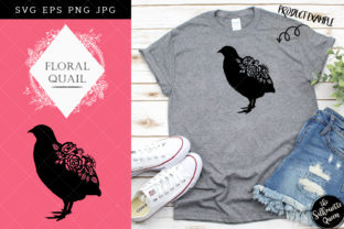 Floral Quail Silhouette for Crafts and Graphics