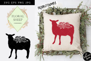 Floral Sheep Silhouette Graphics for Crafts