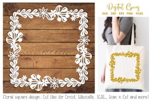 Floral Square Monogram Design for Crafts and Graphics
