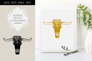 Floral Texas Long Horn Graphics for Crafts