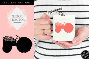 Floral Tractor Silhouette Vector for Crafts and Graphics