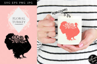 Floral Turkey Silhouette Graphics for Crafts