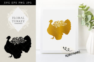 Floral Turkey Silhouette Vector for Graphics and Crafts