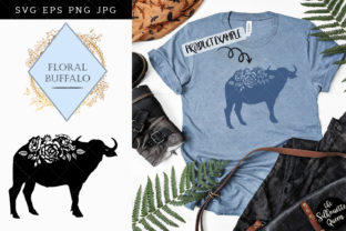 Floral Water Buffalo Silhouette Vector for Crafts and Graphics