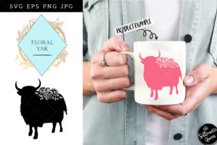 Floral Yak Silhouette Graphics for Crafts