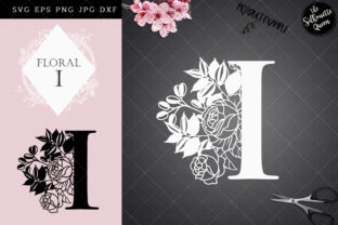 I - Floral Letter Design for Crafts and Graphics