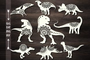 Mandala Floral Dinosaurs Bundle Cut Out Graphics for Crafts