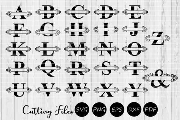 Split Letters Vintage Floral Monogram Al for Crafts and Graphics