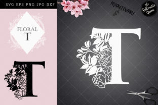 T - Floral Letter Design for Crafts and Graphics