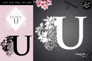U - Floral Letter Design for Graphics and Crafts