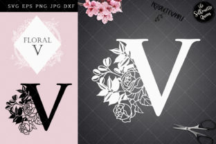 V - Floral Letter Design for Crafts and Graphics