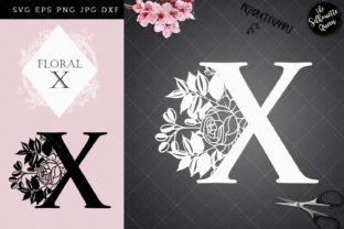 X - Floral Letter Design for Graphics and Crafts